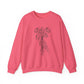 Cozy Unisex Crewneck | Skeleton Hand, Flower Bouquet - Gift for Plant Lovers, Grunge Sweatshirt, Fall Fashion, Casual Outfit