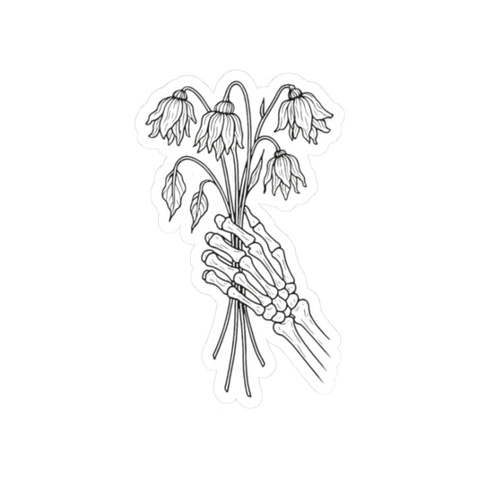 Kiss Cut Stickers | Skeleton Hand, Flower Bouquet - Gothic Floral Skeleton, Decorative Decal, DIY Scrapbooking, Unique Gifts