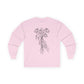 Unisex Ultra Cotton Long Sleeve Tee | Skeleton Hand, Flower Bouquet - Casual Summer Top, Gift, Streetwear Fashion, Unique Graphic Shirt