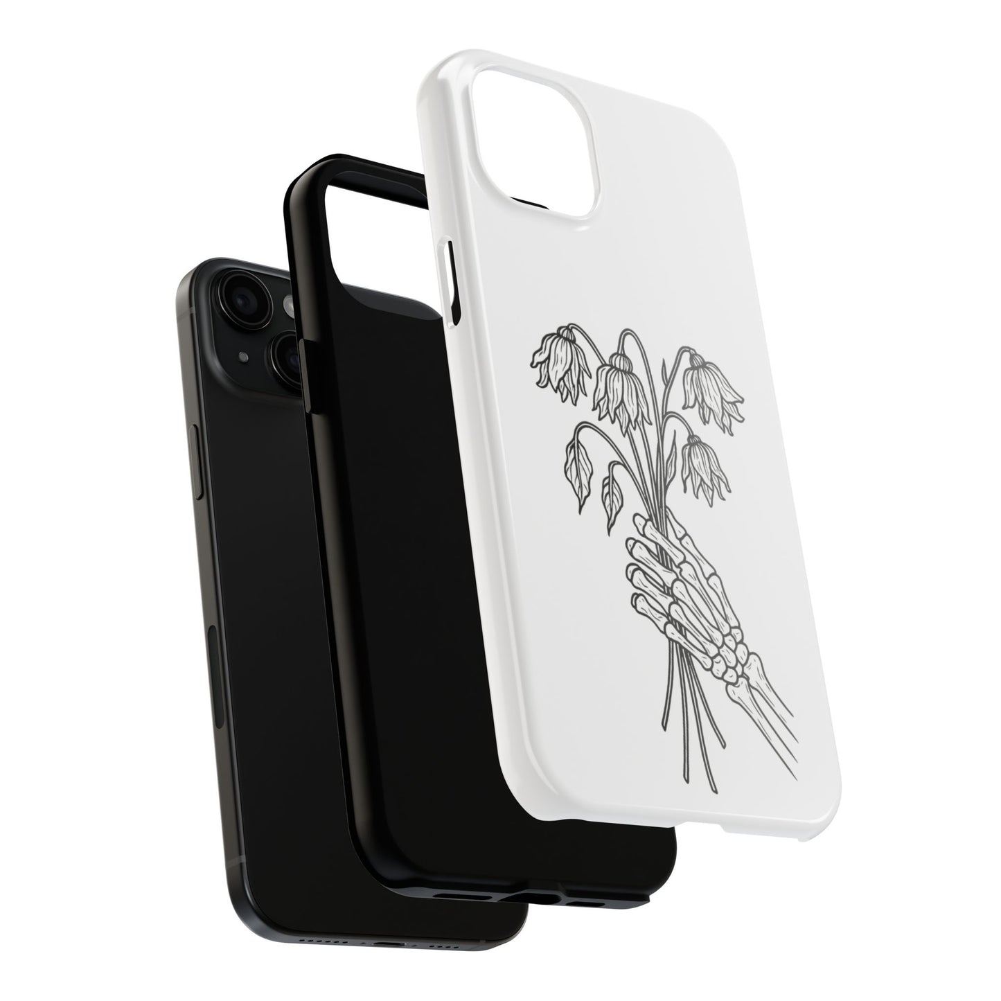 Phone Case | Skeleton Hand, Flower Bouquet - Tough and Stylish, Skeleton Design, Perfect for Grunge Lovers, Unique Gift for Everyday Use